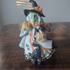 Fitz and Floyd Halloween Harvest
Witch Candy Jar Cat Pumpkin
